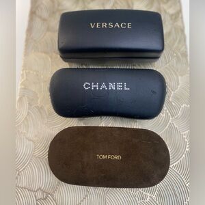 Lot of 3 Sunglass Eyewear Cases Chanel, Versace, and Tom Ford
